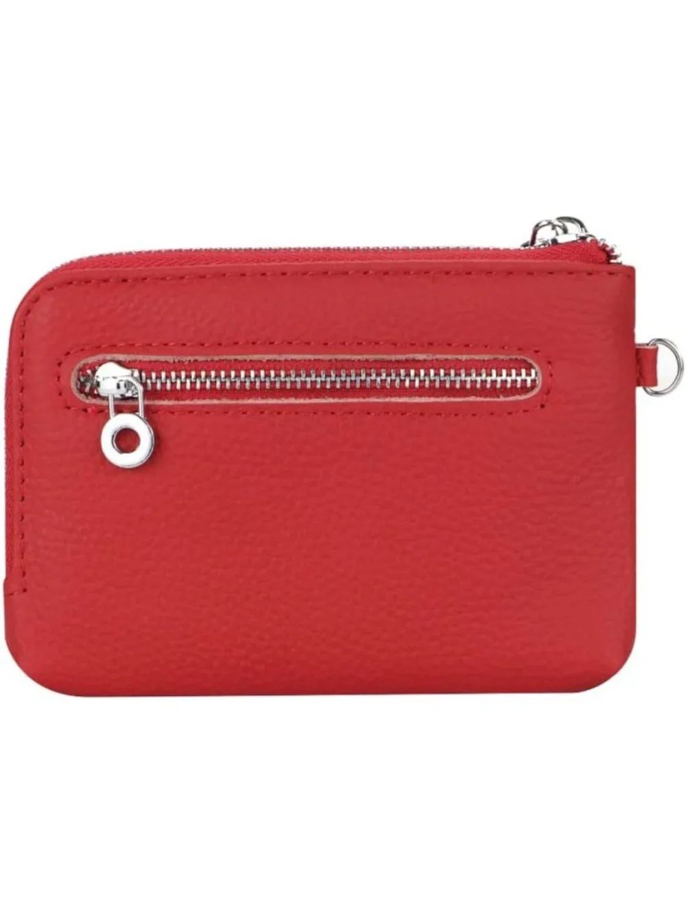 Genuine Leather RFID Coin Purse, Multi-Zipper Clutch Wallet with Keychain